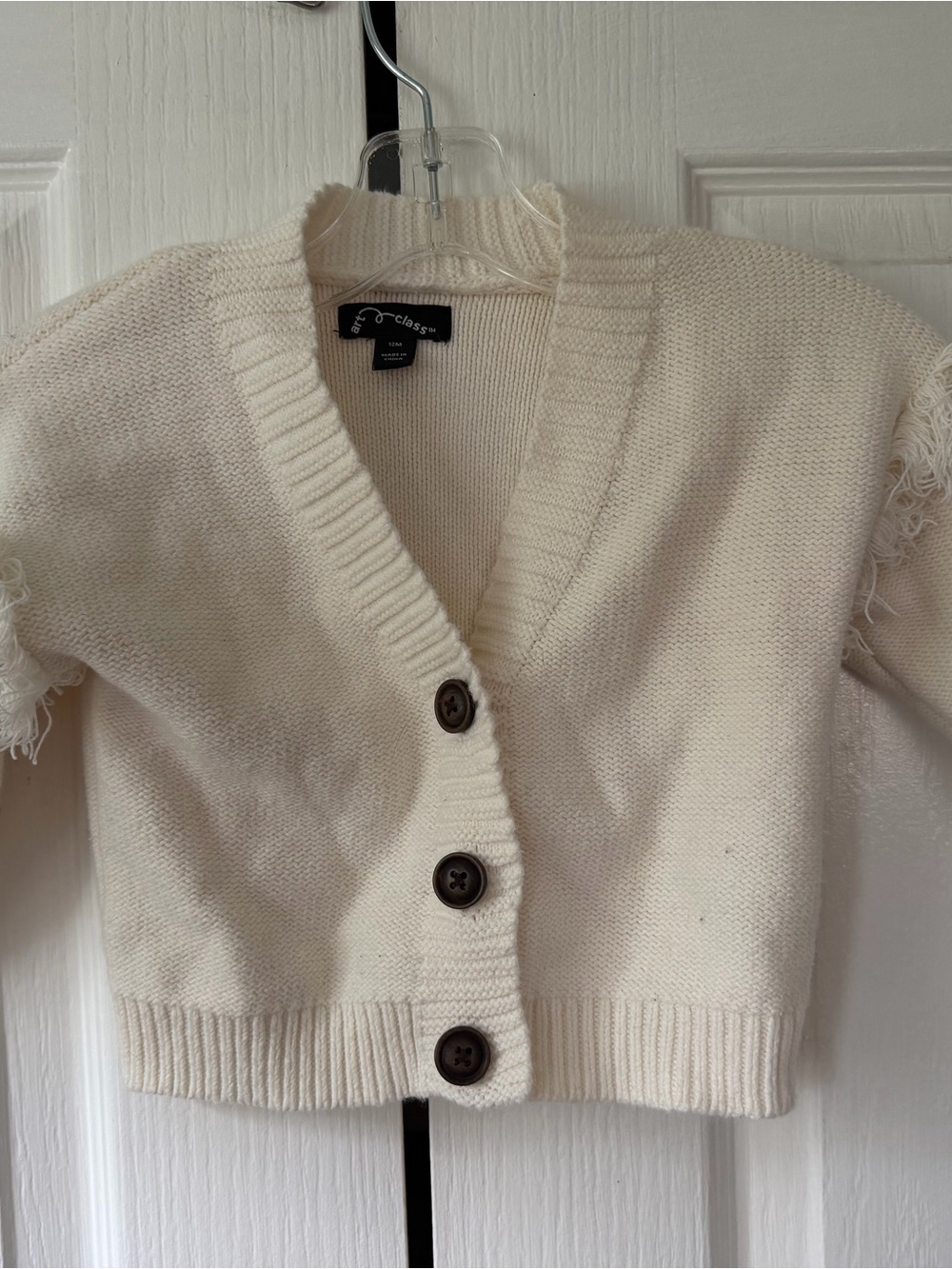 art class Cream Button-Front Kids Knit Cardigan